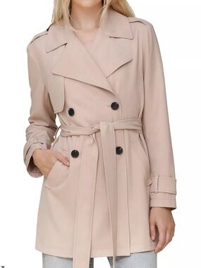 Avec Les Filles Double Breasted Soft Shell Trench Coat - size Small